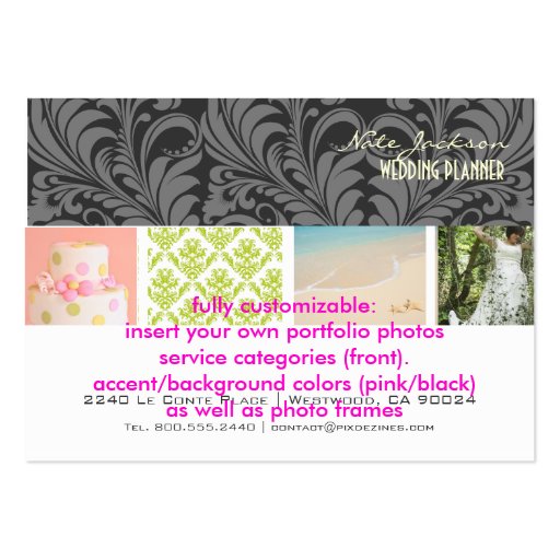 PixDezines wedding planners/diy colors+fonts Business Card (back side)