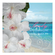 PixDezines White Hibiscus/beach/tropical wedding Custom Announcement