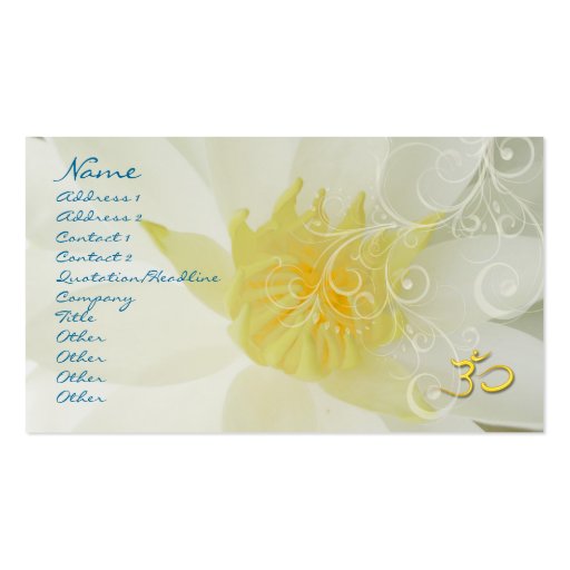PixDezines white lotus/water lily + pearly swirls Business Card