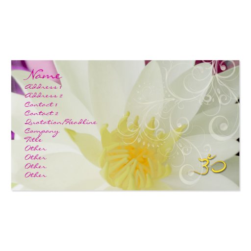 PixDezines white lotus/water lily + pearly swirls Business Cards