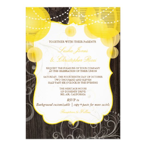 PixDezines yellow lanterns/outdoor wood panels Custom Announcements