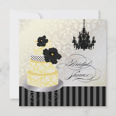 PixDezines Yellow White Wedding Cake Bridal Shower Personalized Invitation 