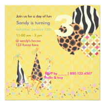 PixDEzines Zebra Balloons Birthday Invitations