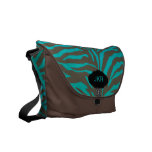 PixDezines zebra stripes/monogram/teal Messenger Bags