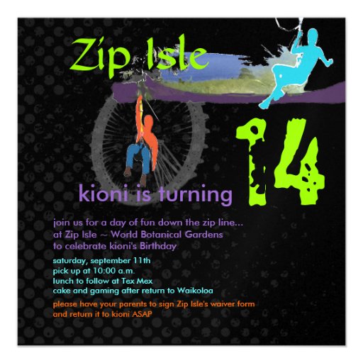 PixDezines Zip Line/DIY background color Personalized Invitations