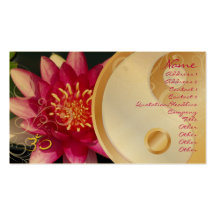 PixDezinesFuschia lotus + pearly swirls + yin yang Business Cards