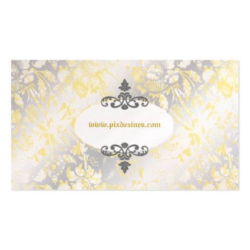 PixDezinves Vintage Roses Yellow+Grey Business Card Template