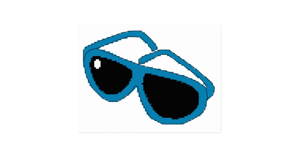Pixel Art Blue Sunglasses Postcard Zazzle