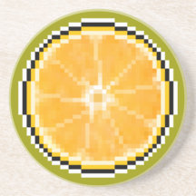Pixel Art Orange Coaster