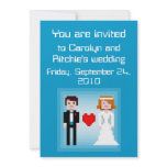Pixel Bride and Groom - Wedding Invitation - Blue