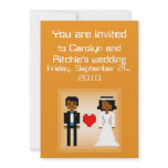 Pixel Bride and Groom - Wedding Invitation - Ornge