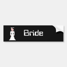 Pixel Bride - Black Hair Bumper Stickers