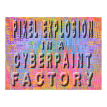 Pixel explosion in a cyberpaint factory posters