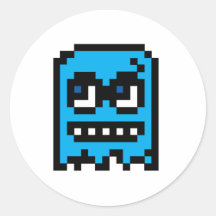 Pixel Ghost Round Stickers
