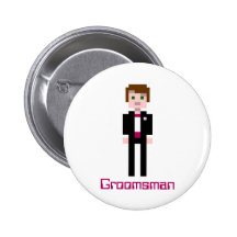 Pixel Groomsman - Maroon - Custom Button