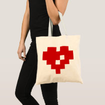 Pixel Heart 8 Bit Love Canvas Bags