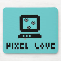 Pixel Love Blue Mousepad