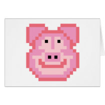 Pixel Piggy Pig cards