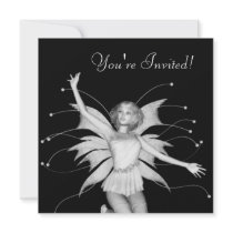 Pixel Pixie - 3D Halftone B&W Custom Invite