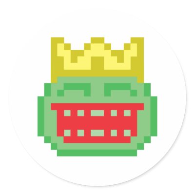 Pixel Prince Frog Toad Round Stickers by doonidesigns