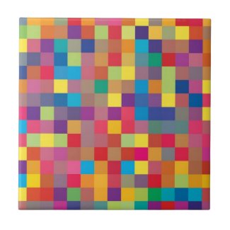 Pixel Rainbow Square Pattern Ceramic Tiles