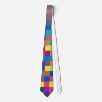 Pixel Rainbow Square Pattern tie