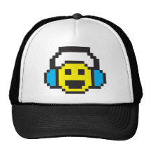 Pixel Smiley DJ Trucker Hat
