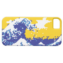 Pixel Tsunami Blue 8 Bit Pixel Art iPhone 5 Cases