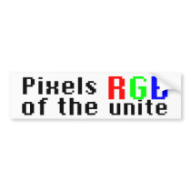 Pixels of the RGB Unite! bumper stickers