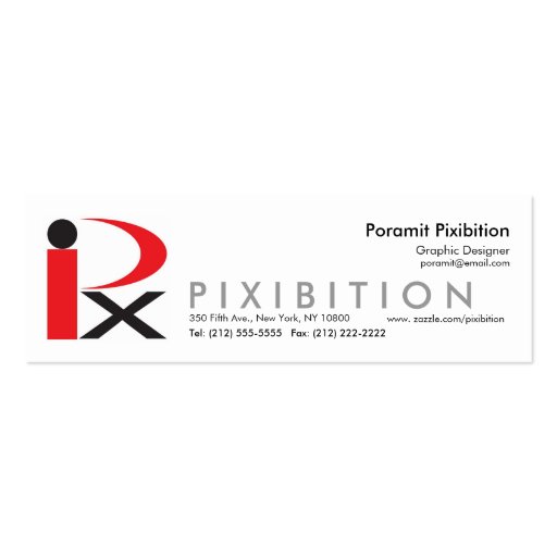 Pixibition Skinny Business Card Template3 (front side)
