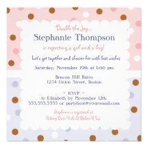 Pixie Polka Dot Twins Baby Shower Invitation