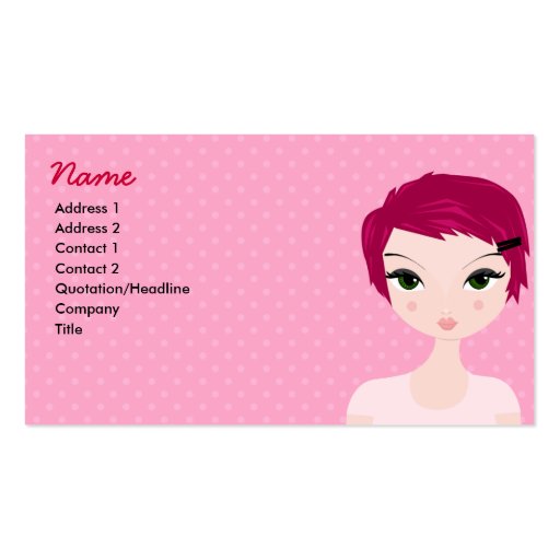 Pixie Profile Card Business Cards (front side)