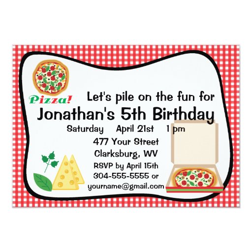 Pizza Birthday Party Card 