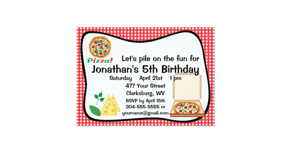 Pizza Birthday Party Card Zazzle