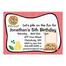 Pizza Birthday Party Custom Invites