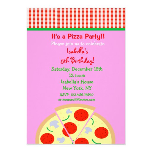 Pizza Birthday Party Invitations