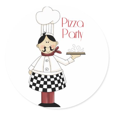 Pizza Birthday Party Round Sticker