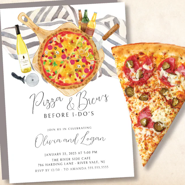 Pizza Brew Rehearsal Dinner Invitation Zazzle