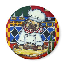Pizza Chef Pug Refrigerator Magnets