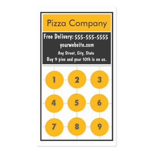 Pizza Loyalty Business Card Punch Card Zazzle