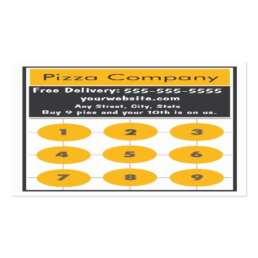 Pizza Loyalty Business Card Punch Card Zazzle