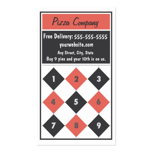 Pizza Loyalty Business Card Punch Card