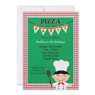 Pizza Party Birthday Invitation invitation