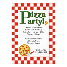 Pizza Party Birthday Invitation