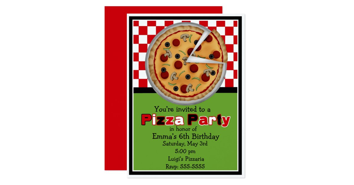 Pizza Party Birthday Invitations | Zazzle