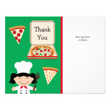 Pizza Party Birthday Thank You Card Personalized Invites