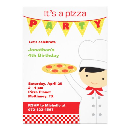 Pizza Party Boy Invitations