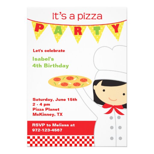Pizza Party Girl Invitations