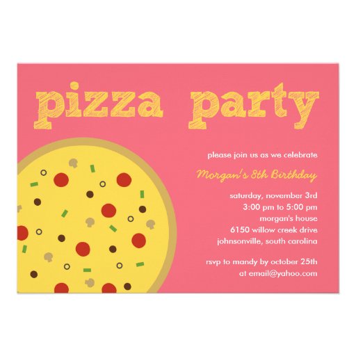 Pizza Party Invitation (Pink)