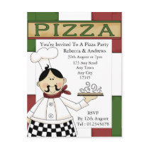 Pizza Party Invitation postcards by Ricaso_Greetings Pizza Party Invitation postcards